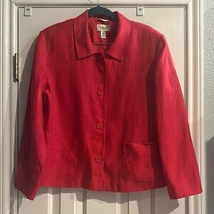 Talbots Pink 100% Irish Linen Button Up Suit Jacket Women’s 12 Casual Business